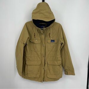 Penfield Kasso Moutain Parka 60/40 Womens M tan Plaid Lined Hooded Field Coat